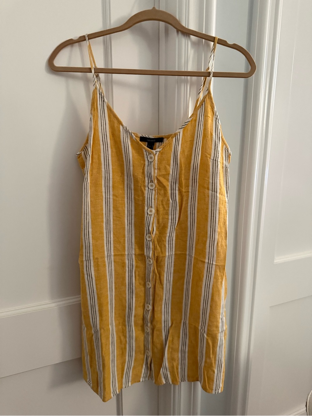 Forever 21 Yellow Striped Button-Front Sundress